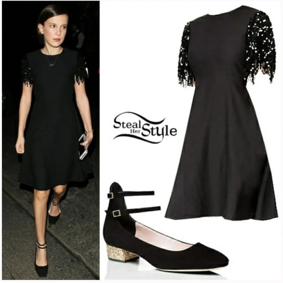 Kate Spade New York Black Sequin Fringe Swing Dress NWT - Picture 7 of 7